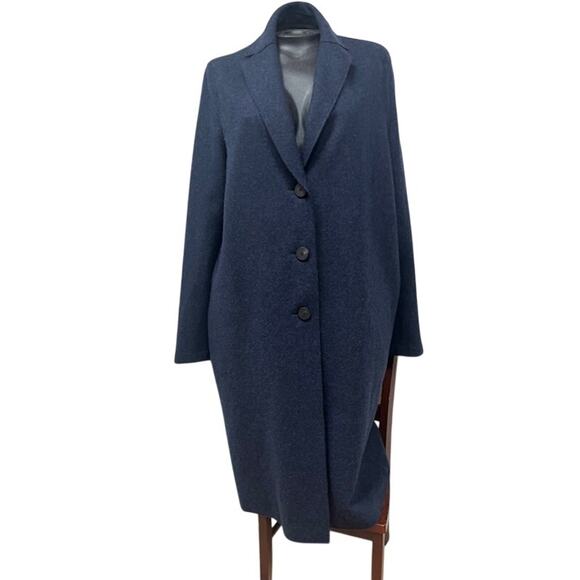 HARRIS WHARF Loro Piana Flannel Cashmere Over Coat in Sea 44 M - Picture 3 of 4